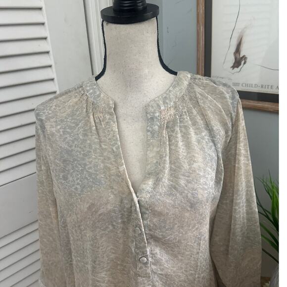 ROSE OLIVE Womens Tunic Beige Abstract Print Sheer Relaxed Boho Neutral | 1X - Picture 3 of 10